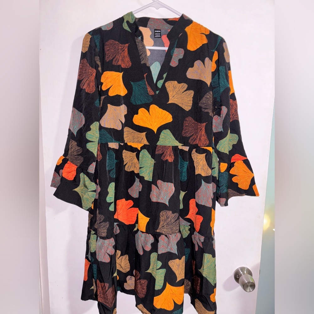 Fall Autumn Leaf Dress Knee Length